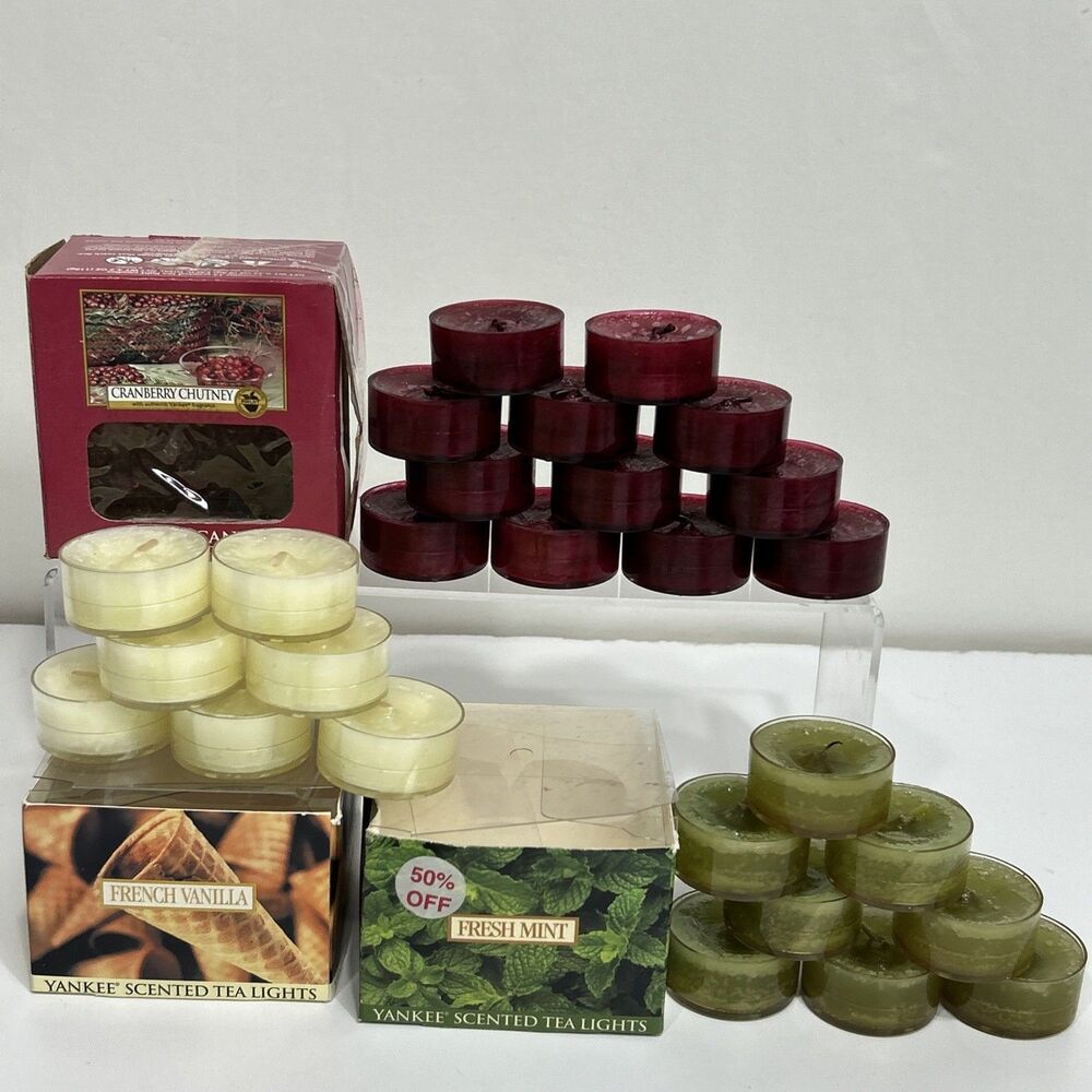 Yankee Candle Tea Lights Lot Cranberry Chutney Fresh Mint French Vanilla